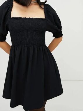 Hill House Black Puff Sleeve Mini Dress Size Medium Whimsigoth